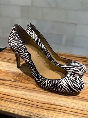 Ann Taylor Zebra-Print High Heel Pumps - Black & White